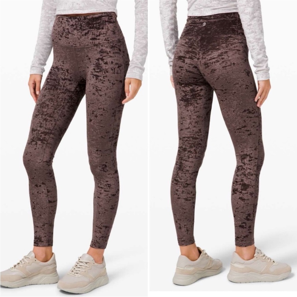 NWOT $128 French Press Lululemon Wunder Lounge HR Tight 28" Crushed Velvet Sz 6